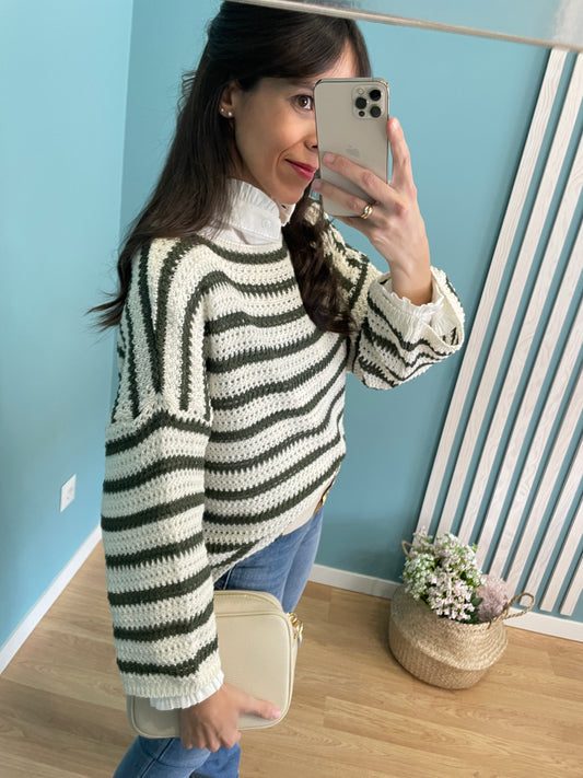 María sweater white&amp;khaki